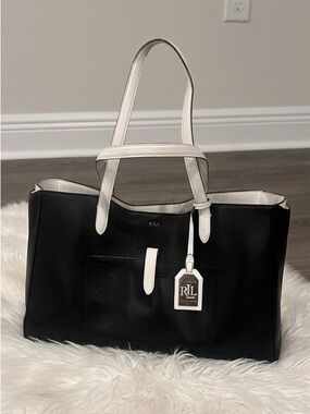 Lauren Ralph Lauren Black Tote with White Trim